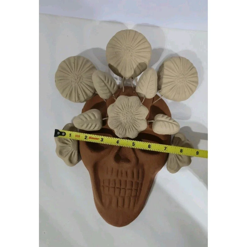 Terracotta Wall Skull 9 X 12 Inches Mexican Art Handmade